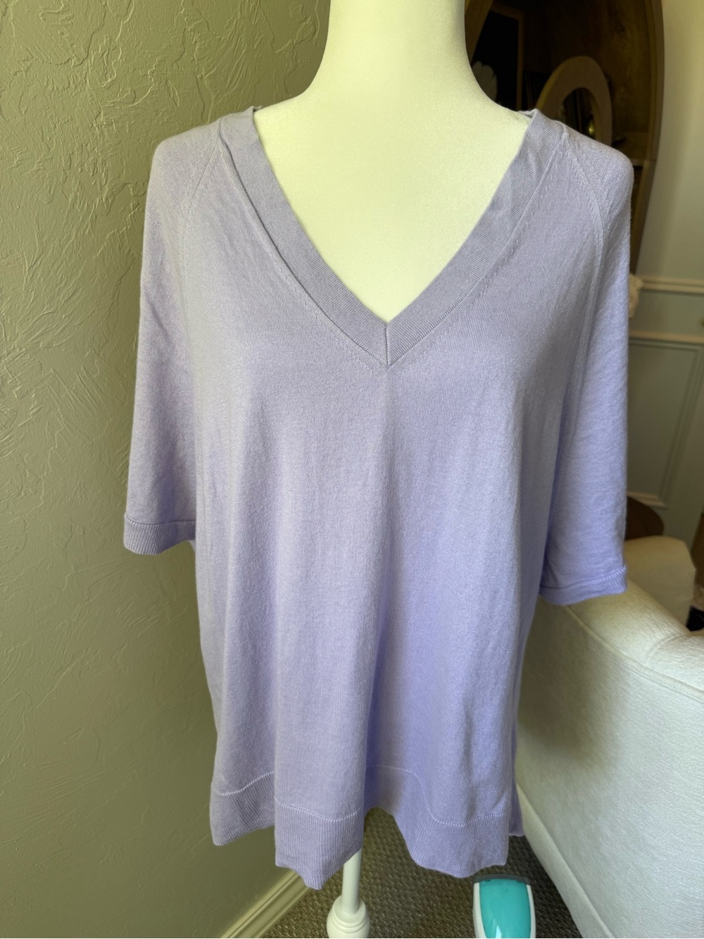 Banana Republic Pima Cotton Cashmere Lavender Oversized V Neck Sweater M